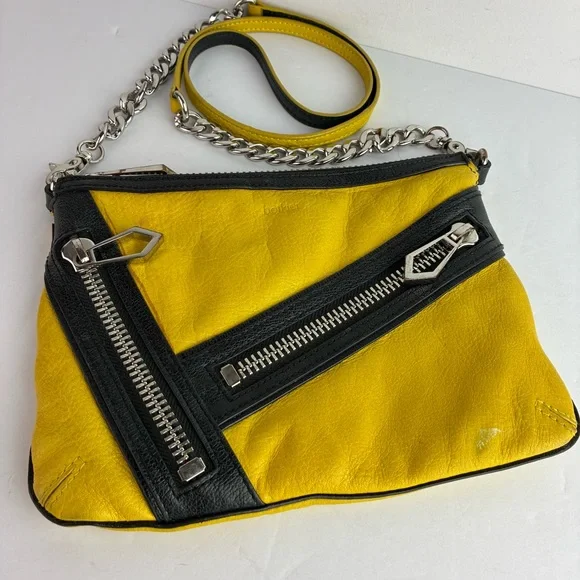 Botkier Cruz Gold & Black Leather Crossbody w/Chain Strap - Picture 2 of 9